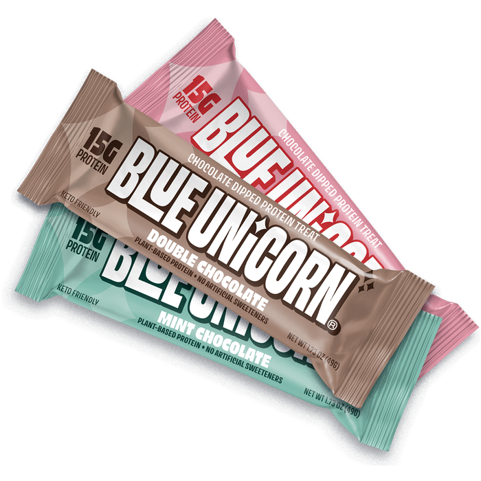 chocolate, raspberry, and mint chocolate protein bars